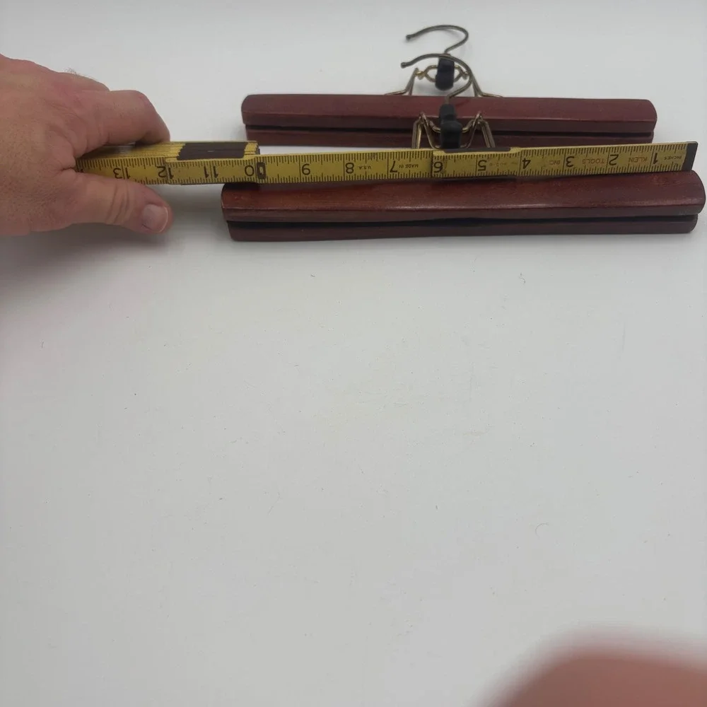 Wooden Pant Skirt Hangers Set of 5 Brown Good Mixed Clip Clamp Style